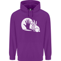 Rabbit Hand Shadow Funny Silhouette Mens 80% Cotton Hoodie Purple