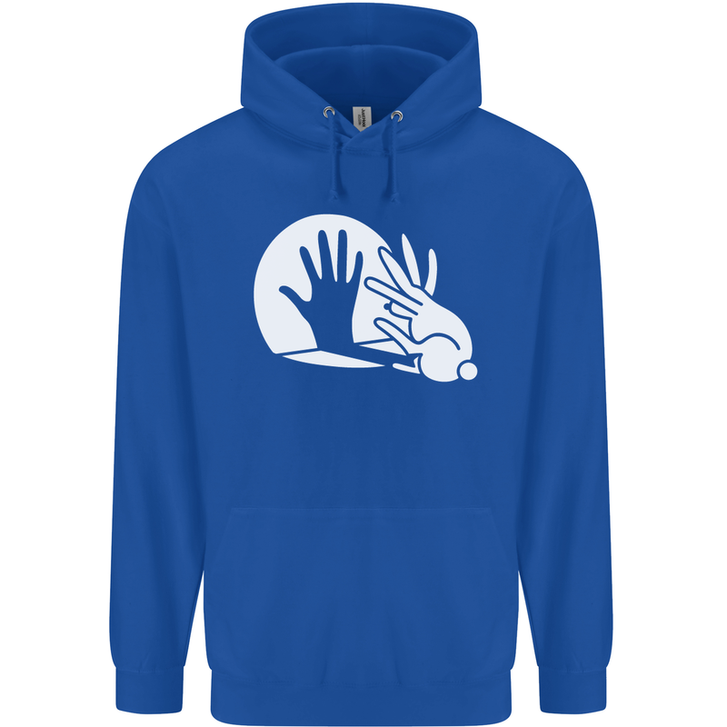 Rabbit Hand Shadow Funny Silhouette Mens 80% Cotton Hoodie Royal Blue