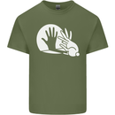 Rabbit Hand Shadow Funny Silhouette Mens Cotton T-Shirt Tee Top Military Green