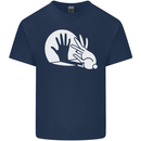 Rabbit Hand Shadow Funny Silhouette Mens Cotton T-Shirt Tee Top Navy Blue