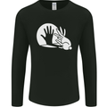 Rabbit Hand Shadow Funny Silhouette Mens Long Sleeve T-Shirt Black