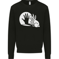 Rabbit Hand Shadow Funny Silhouette Mens Sweatshirt Jumper Black