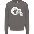 Rabbit Hand Shadow Funny Silhouette Mens Sweatshirt Jumper Charcoal