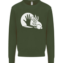 Rabbit Hand Shadow Funny Silhouette Mens Sweatshirt Jumper Forest Green