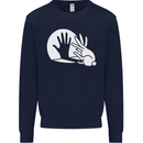 Rabbit Hand Shadow Funny Silhouette Mens Sweatshirt Jumper Navy Blue