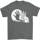 Rabbit Hand Shadow Funny Silhouette Mens T-Shirt Cotton Gildan Charcoal
