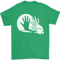 Rabbit Hand Shadow Funny Silhouette Mens T-Shirt Cotton Gildan Irish Green