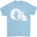 Rabbit Hand Shadow Funny Silhouette Mens T-Shirt Cotton Gildan Light Blue