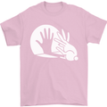 Rabbit Hand Shadow Funny Silhouette Mens T-Shirt Cotton Gildan Light Pink