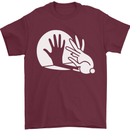 Rabbit Hand Shadow Funny Silhouette Mens T-Shirt Cotton Gildan Maroon