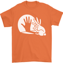 Rabbit Hand Shadow Funny Silhouette Mens T-Shirt Cotton Gildan Orange