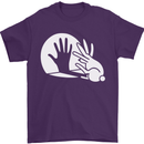 Rabbit Hand Shadow Funny Silhouette Mens T-Shirt Cotton Gildan Purple