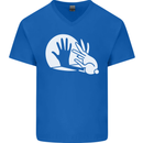 Rabbit Hand Shadow Funny Silhouette Mens V-Neck Cotton T-Shirt Royal Blue