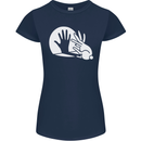 Rabbit Hand Shadow Funny Silhouette Womens Petite Cut T-Shirt Navy Blue
