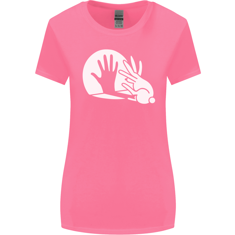 Rabbit Hand Shadow Funny Silhouette Womens Wider Cut T-Shirt Azalea