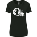 Rabbit Hand Shadow Funny Silhouette Womens Wider Cut T-Shirt Black