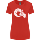 Rabbit Hand Shadow Funny Silhouette Womens Wider Cut T-Shirt Red
