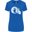 Rabbit Hand Shadow Funny Silhouette Womens Wider Cut T-Shirt Royal Blue