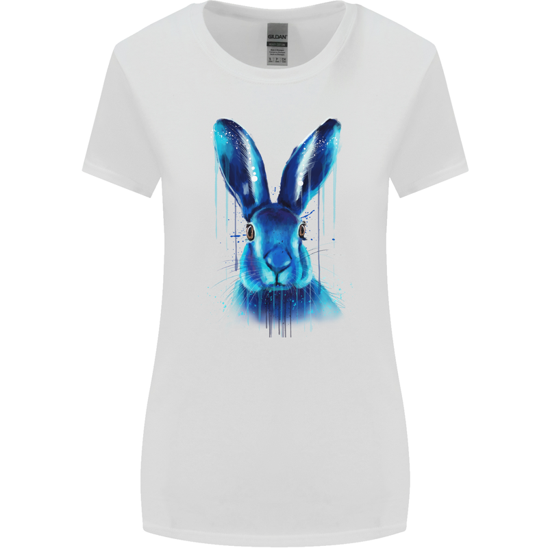 Rabbit Watercolour Womens Wider Cut T-Shirt White