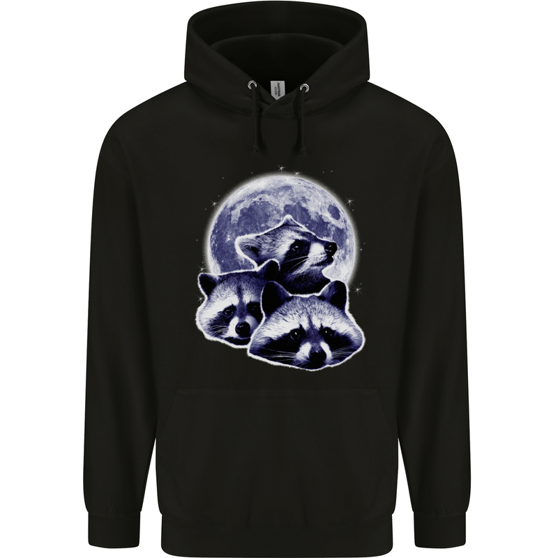 Raccoon Moon Childrens Kids Hoodie Black