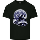 Raccoon Moon Mens Cotton T-Shirt Tee Top Black