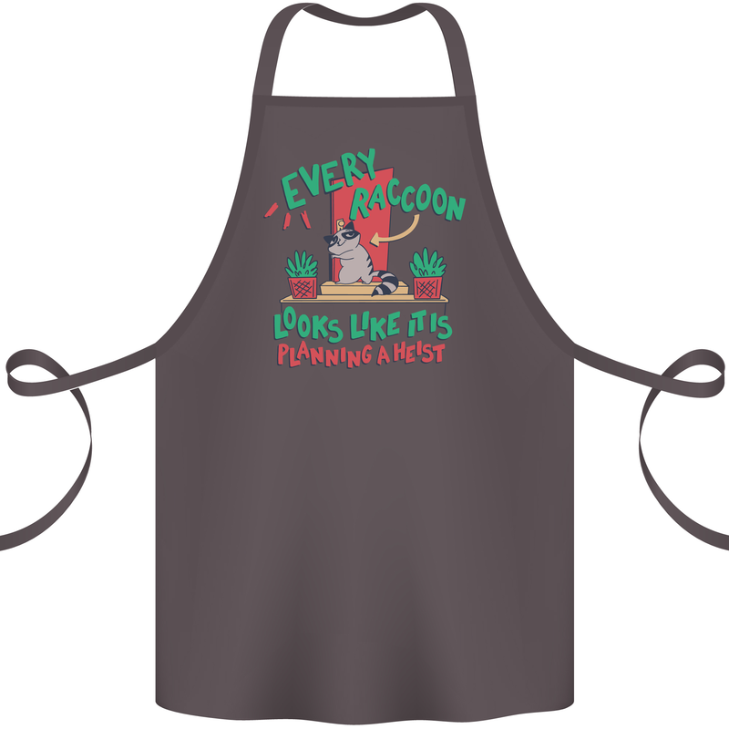 Raccoon Planning a Heist Funny Animal Cotton Apron 100% Organic Dark Grey