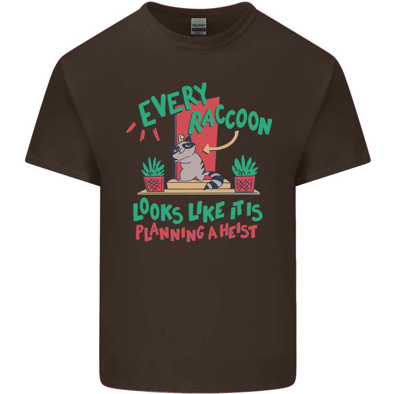 Raccoon Planning a Heist Funny Animal Kids T-Shirt Childrens Chocolate