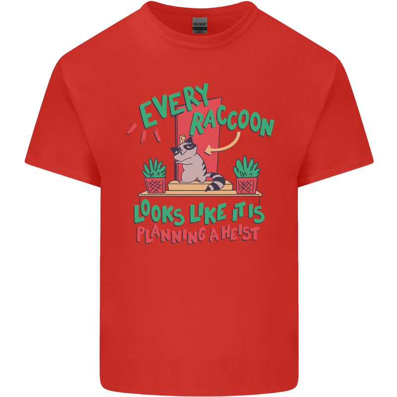 Raccoon Planning a Heist Funny Animal Kids T-Shirt Childrens Red