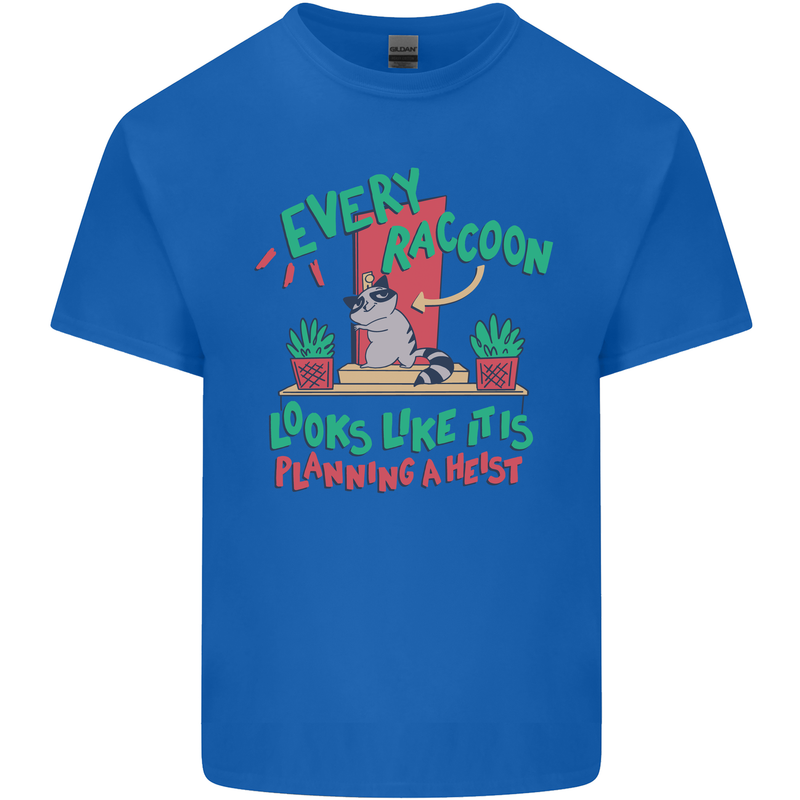 Raccoon Planning a Heist Funny Animal Kids T-Shirt Childrens Royal Blue