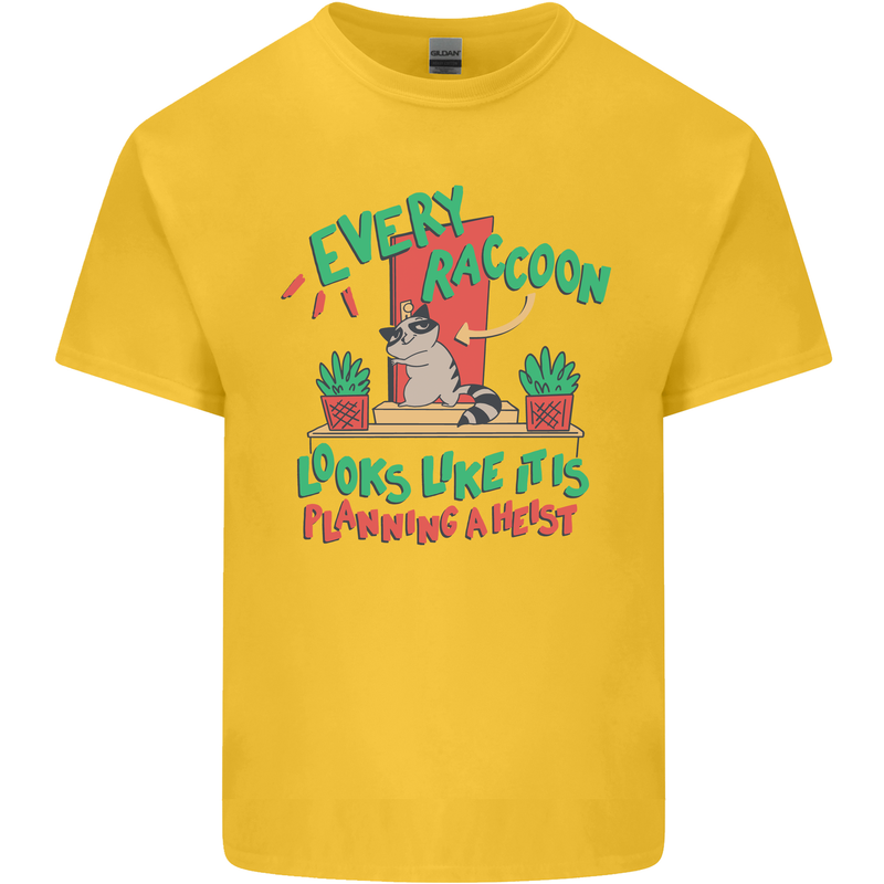 Raccoon Planning a Heist Funny Animal Kids T-Shirt Childrens Yellow