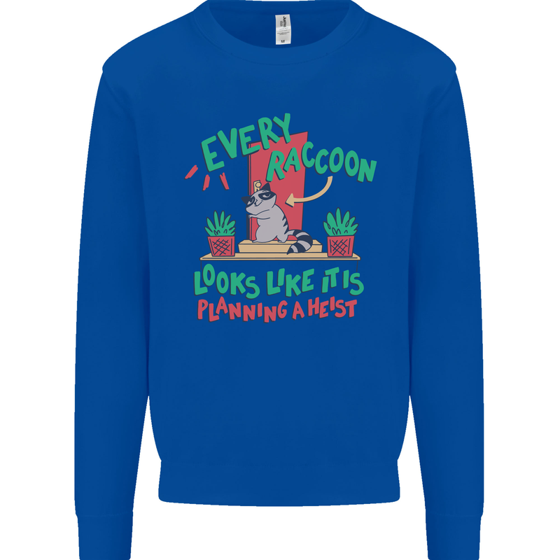 Raccoon Planning a Heist Funny Animal Mens Sweatshirt Jumper Royal Blue