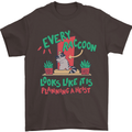 Raccoon Planning a Heist Funny Animal Mens T-Shirt Cotton Gildan Dark Chocolate