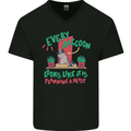 Raccoon Planning a Heist Funny Animal Mens V-Neck Cotton T-Shirt Black