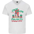 Raccoon Planning a Heist Funny Animal Mens V-Neck Cotton T-Shirt White