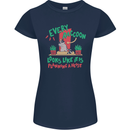 Raccoon Planning a Heist Funny Animal Womens Petite Cut T-Shirt Navy Blue