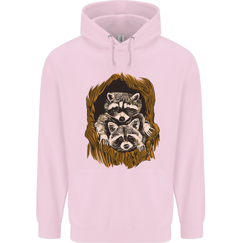 Raccoons in a Tree Childrens Kids Hoodie Light Pink