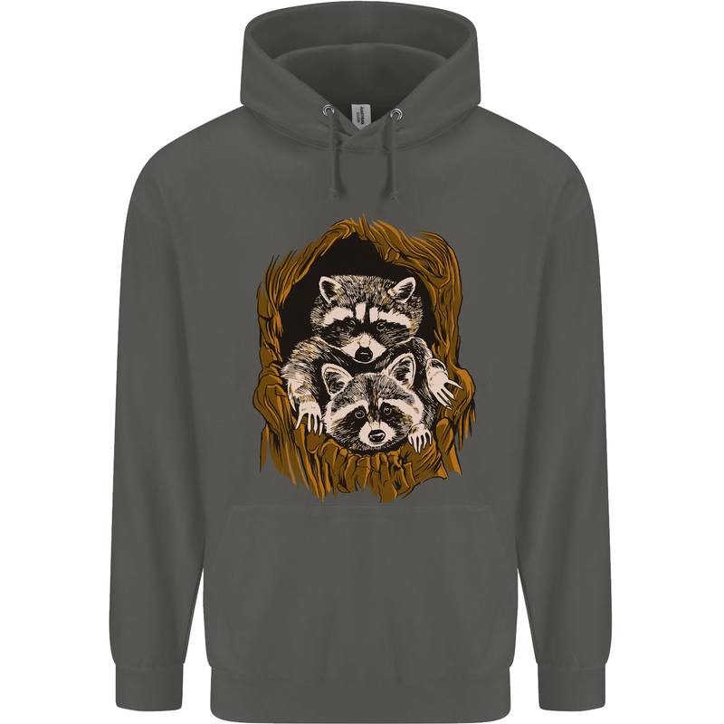 Raccoons in a Tree Childrens Kids Hoodie Storm Grey