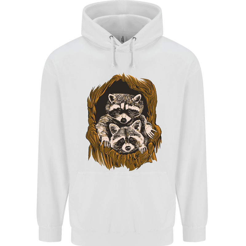 Raccoons in a Tree Childrens Kids Hoodie White