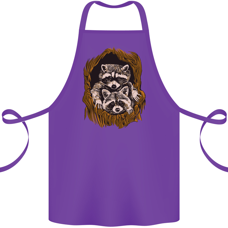 Raccoons in a Tree Cotton Apron 100% Organic Purple