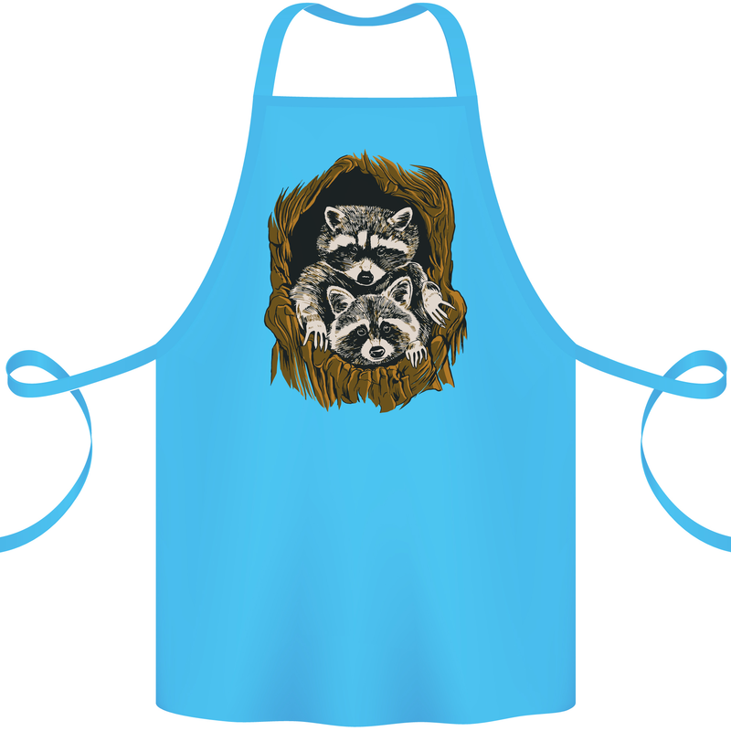 Raccoons in a Tree Cotton Apron 100% Organic Turquoise