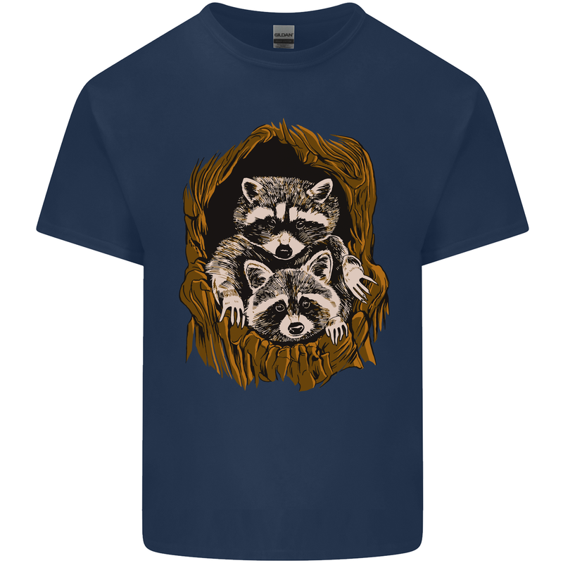 Raccoons in a Tree Kids T-Shirt Childrens Navy Blue