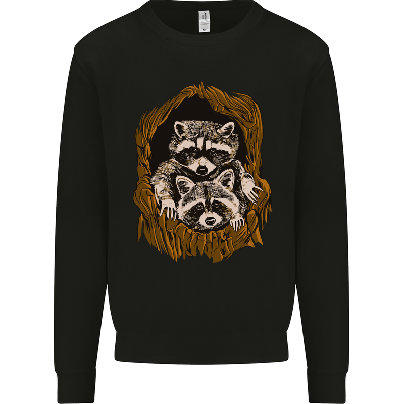Raccoons in a Tree Mens Sweatshirt Jumper Black