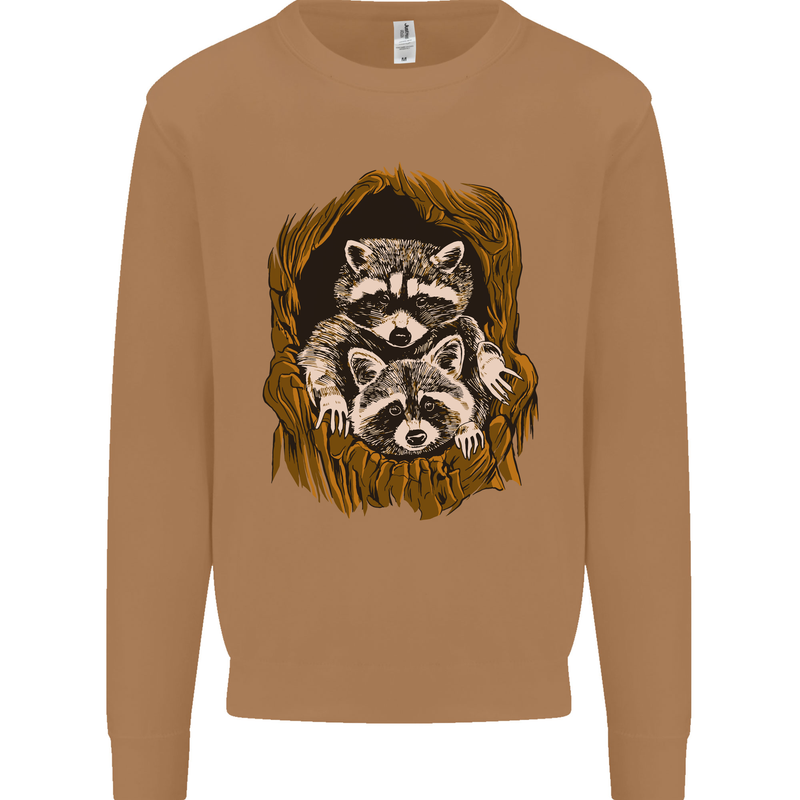 Raccoons in a Tree Mens Sweatshirt Jumper Caramel Latte