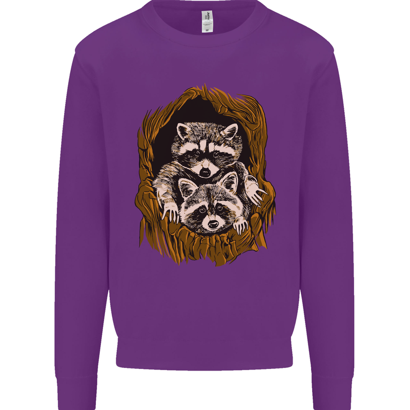 Raccoons in a Tree Mens Sweatshirt Jumper Purple