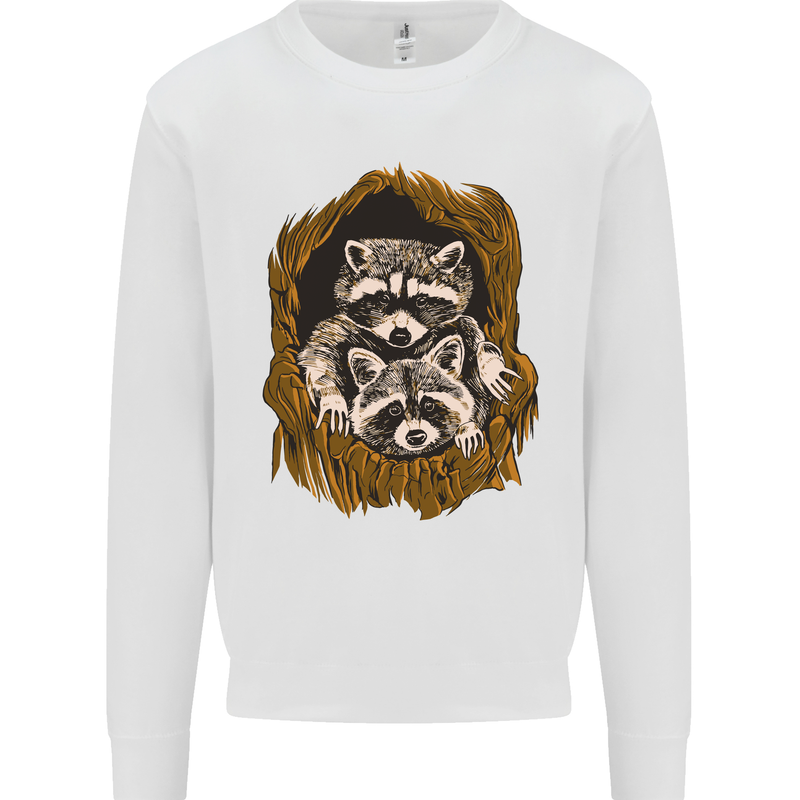 Raccoons in a Tree Mens Sweatshirt Jumper White