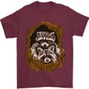 Raccoons in a Tree Mens T-Shirt Cotton Gildan Maroon