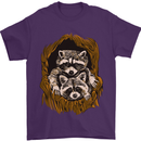 Raccoons in a Tree Mens T-Shirt Cotton Gildan Purple