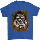 Raccoons in a Tree Mens T-Shirt Cotton Gildan Royal Blue