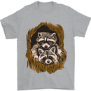 Raccoons in a Tree Mens T-Shirt Cotton Gildan Sports Grey