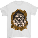 Raccoons in a Tree Mens T-Shirt Cotton Gildan White